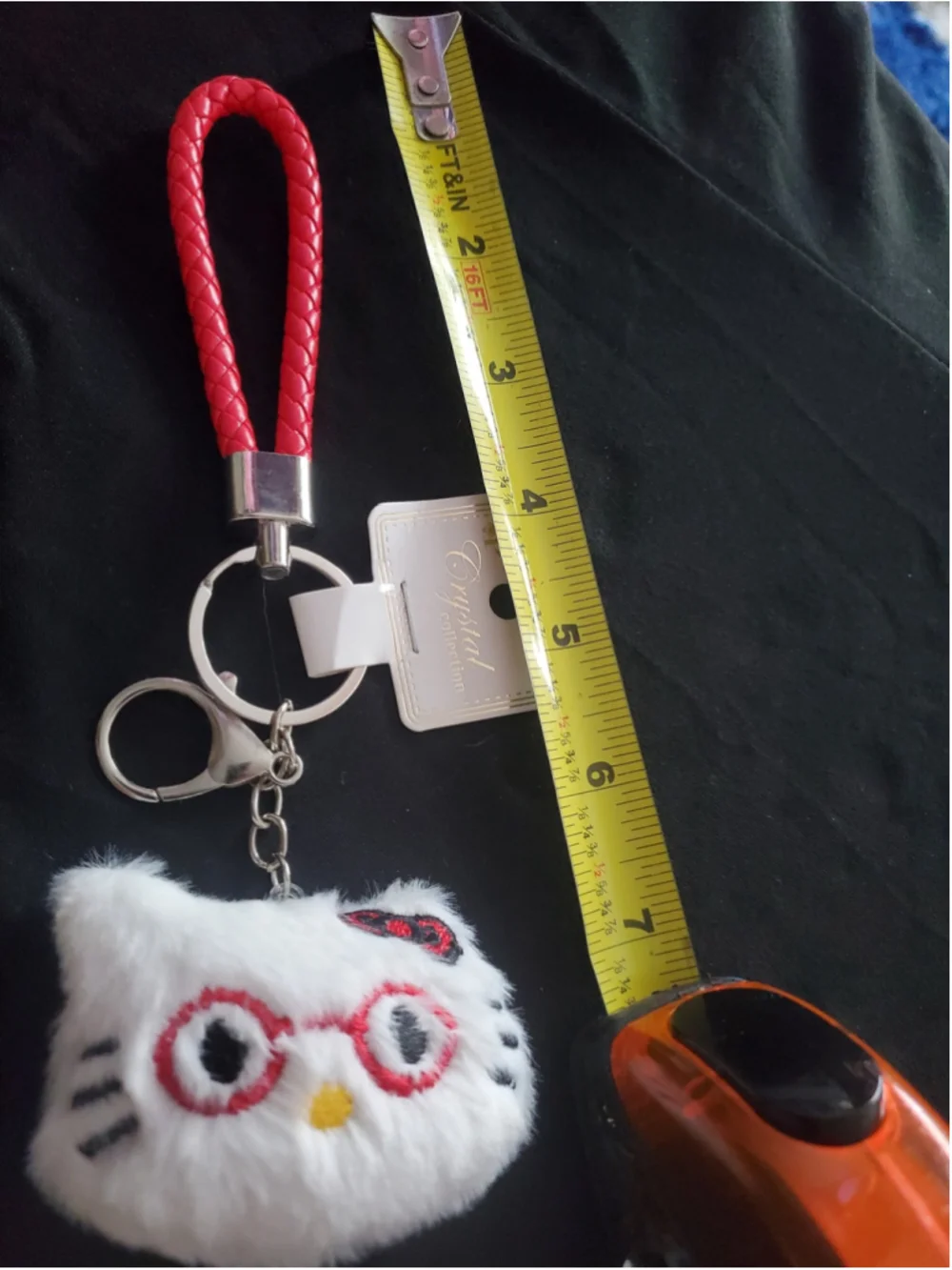 Plush Red and White Cat Keychain